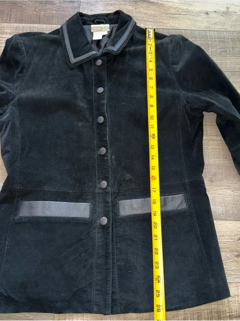 Coldwater Creek Black Suede Jacket with Leather Trim men’s medium